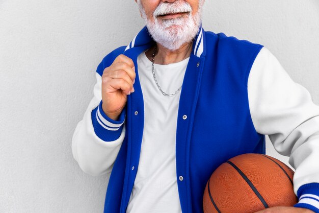 Men wearing varsity jacket