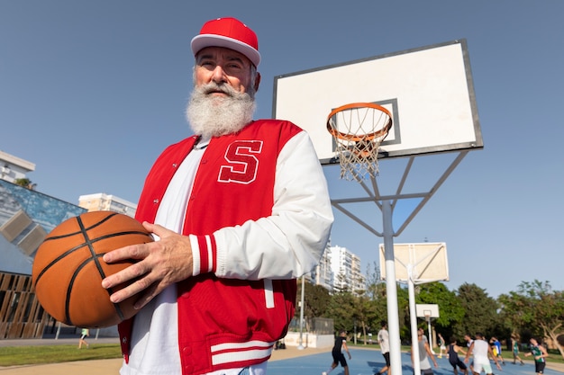 Men wearing varsity jacket