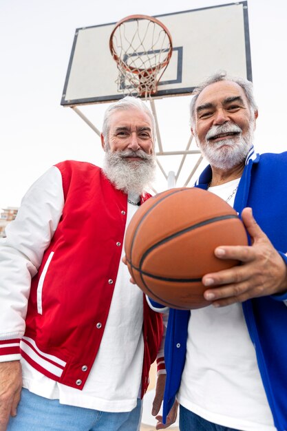 Men wearing varsity jacket