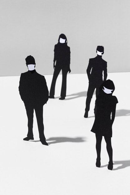 Men and women with medical masks during the pandemic