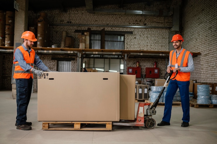Free Photo men working with heavy objects