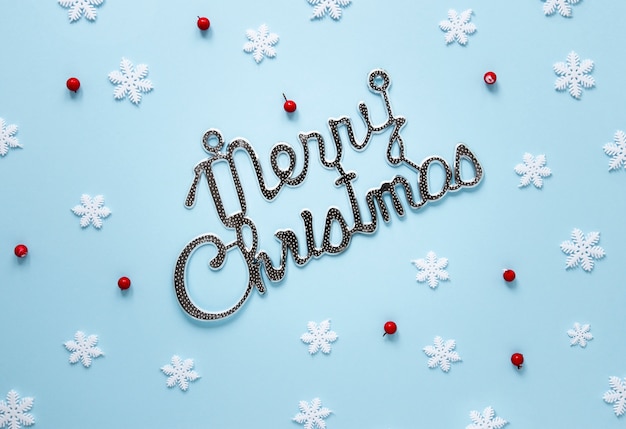 Merry chistmas sign with snowflakes