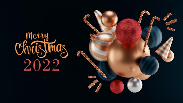 Merry christmas 2022 greetings with decorations