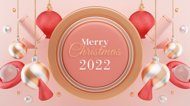 Free photo merry christmas 2022 greetings with globes