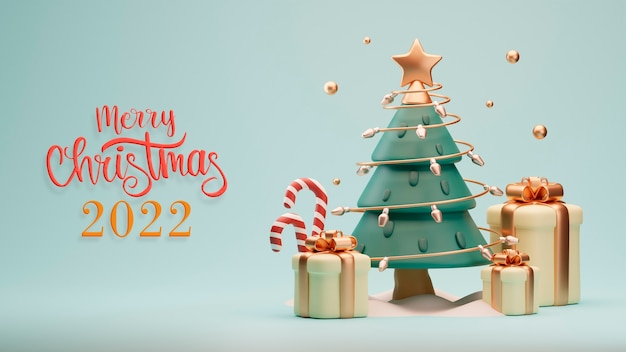 Free photo merry christmas 2022 greetings with presents