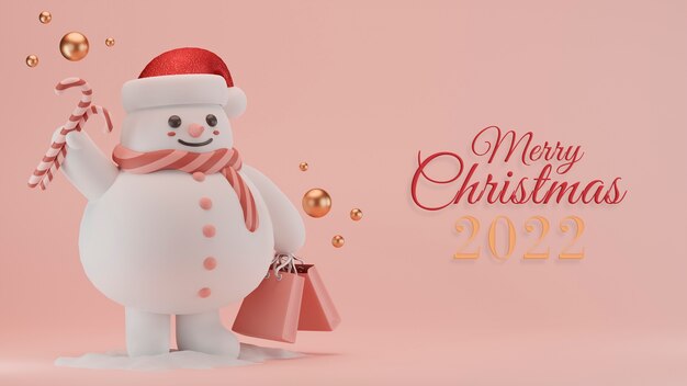 雪だるまとメリークリスマス2022の挨拶