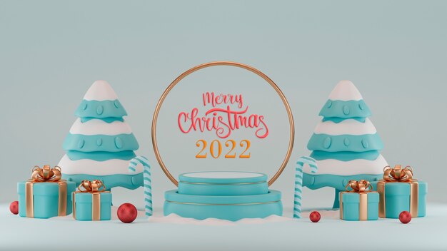 Merry christmas 2022 greetings with trees