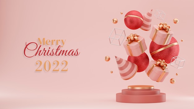 Free photo merry christmas 2022 with presents