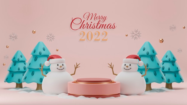 Free photo merry christmas 2022 with snowmen