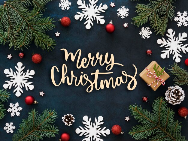 Free Photo merry christmas banner with branches