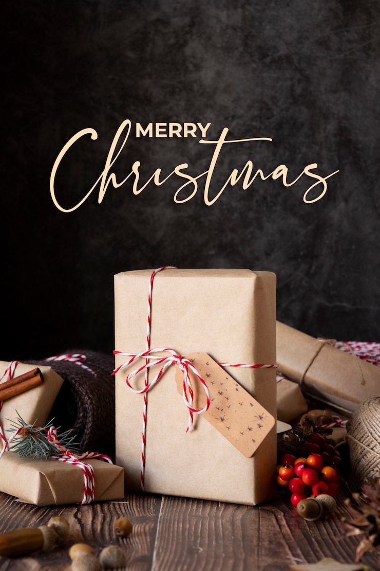 Free Photo merry christmas banner with gifts arrangement