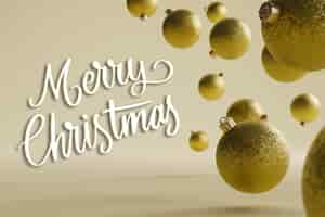 Free photo merry christmas banner with golden globes