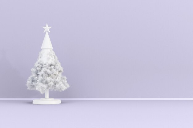 С Рождеством Христовым состав с ветвями сосны Вид спереди. Новогодний макет рамки с копией пространства 3D-рендеринга
