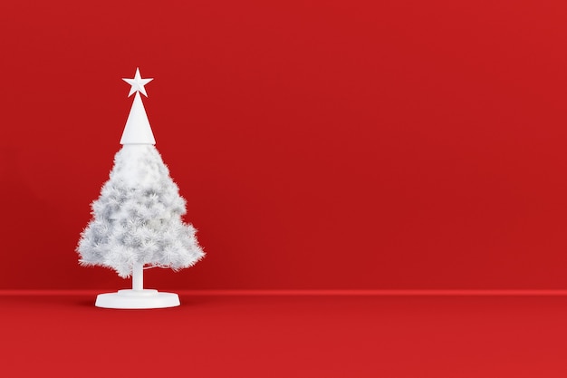 С Рождеством Христовым состав с ветвями сосны Вид спереди. Новогодний макет рамки с копией пространства 3D-рендеринга