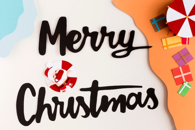 Merry christmas and gifts in paper