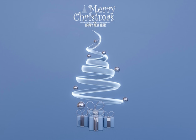 Merry christmas greetings with blue presents