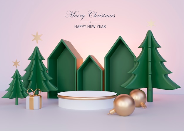 Free photo merry christmas greetings with green trees