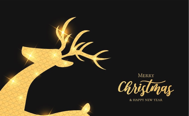 Merry christmas and happy new year 2022 with golden reindeer