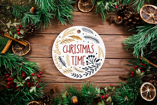 Merry christmas lettering on festive background