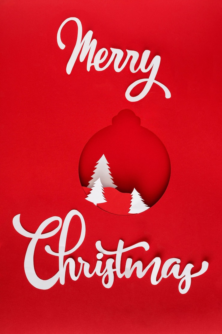 मुफ़्त फोटो merry christmas lettering and white trees