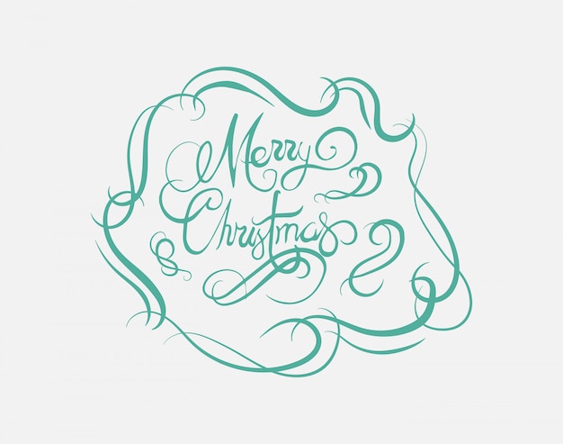 筆記体​の​緑​の​メリークリスマスメッセージベクトル