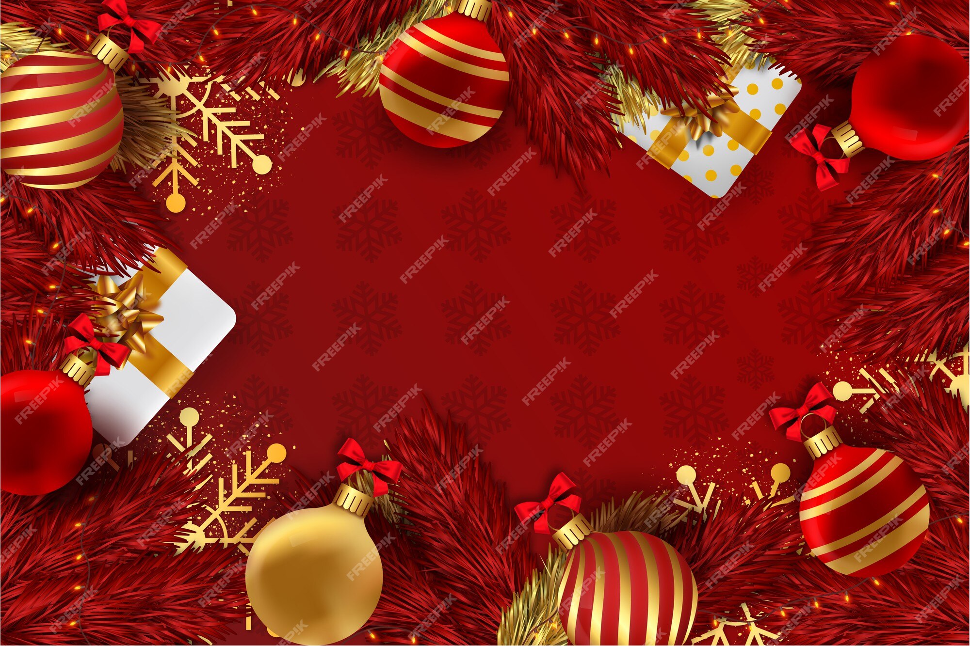 Free Photo | Merry christmas red background with 3d christmas decoratio