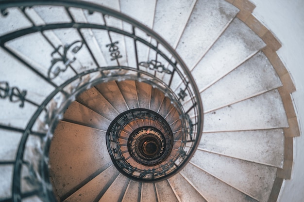 Mesmerizing shot of round white stairs