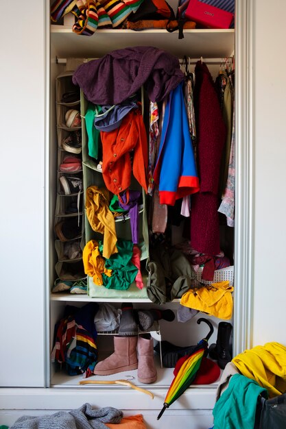 Messy interior full of clothing