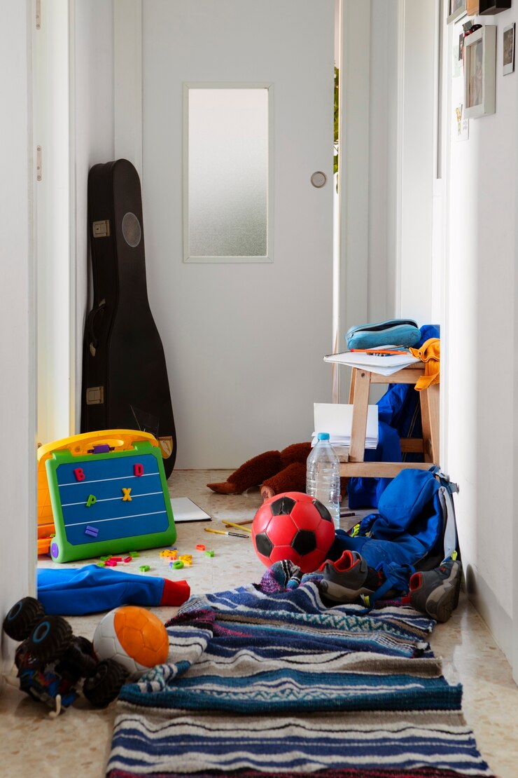 Free Photo messy interior full of clothing