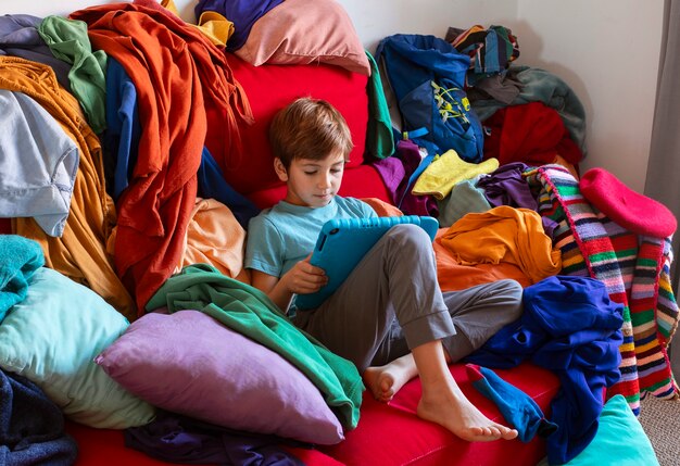 messy interior full of clothing