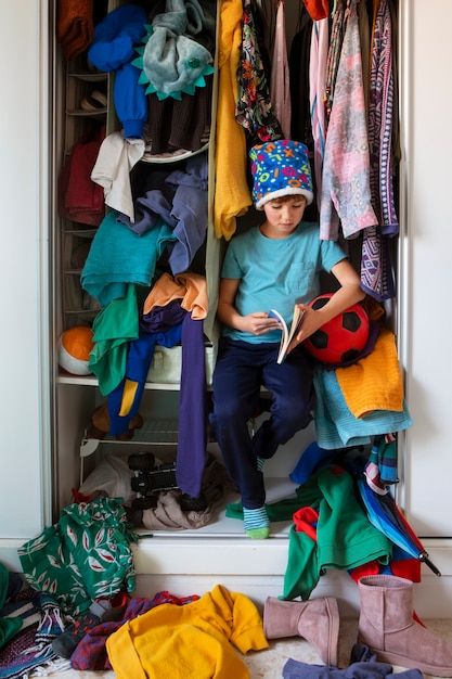 Messy interior full of clothing