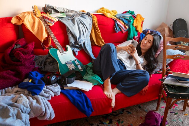 Messy interior full of clothing