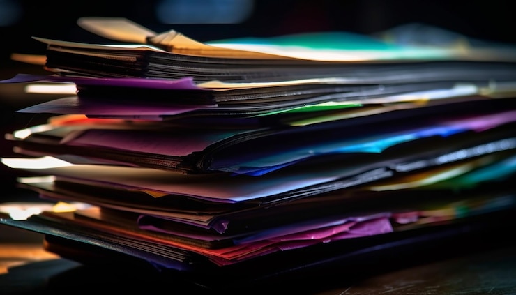 Free Photo messy paperwork heap on desk business chaos generated by ai