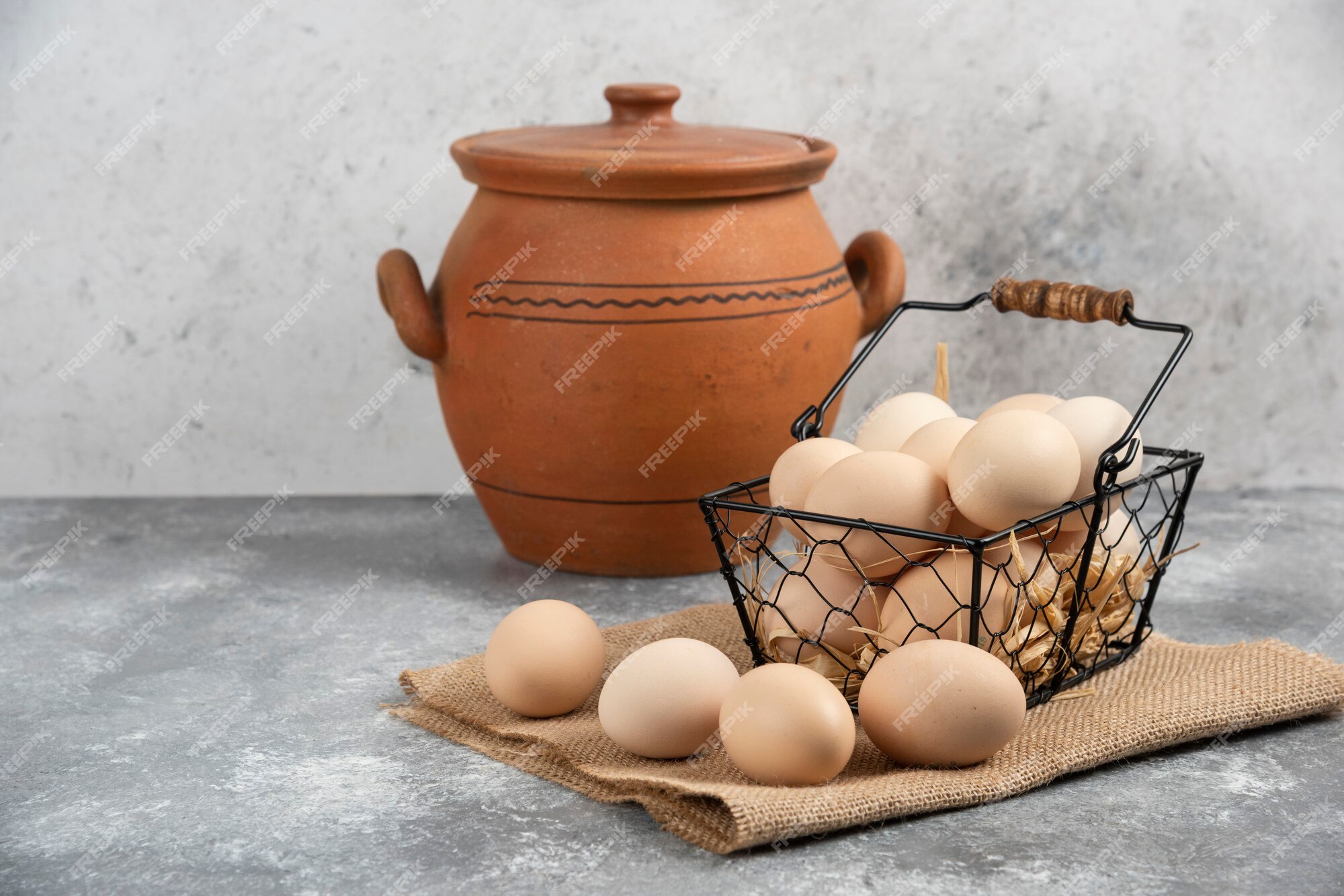 Vintage Stoneware Chicken Egg Basket