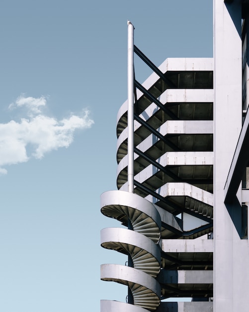 Metal building and the stairway under the blue sky