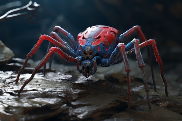 Free photo metal robotic three-dimensional spider