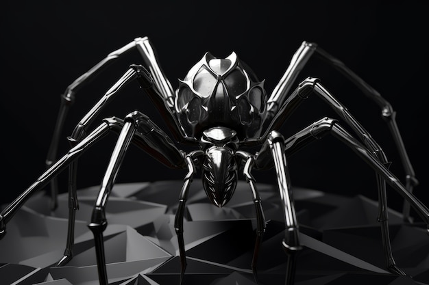 Free photo metal robotic three-dimensional spider