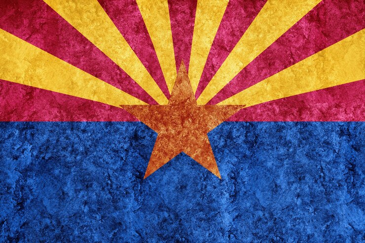 Free Photo metallic arizona state flag, arizona flag background metallic texture
