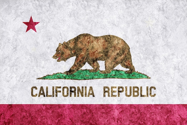メタリックカリフォルニア州旗、カリフォルニア州旗の背景メタリックテクスチャ