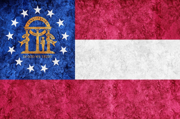メタリックジョージア州旗、ジョージア州旗の背景メタリックテクスチャ