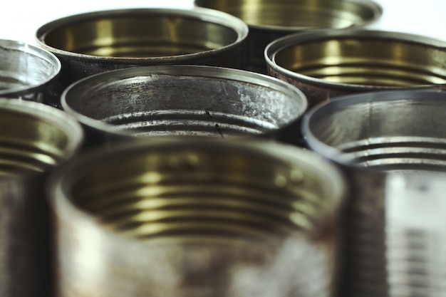 Metallic jars on white