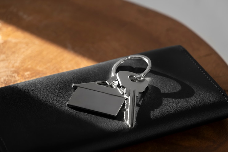 Free Photo metallic key still life