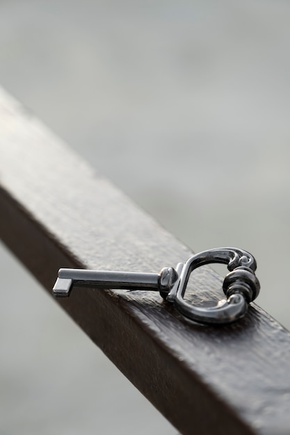 Free photo metallic key still life