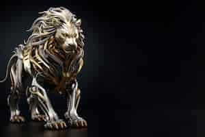 Free photo metallic lion in studio