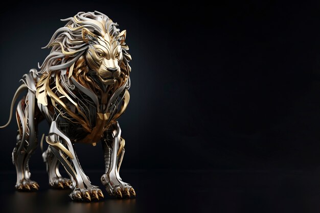 Metallic lion in studio