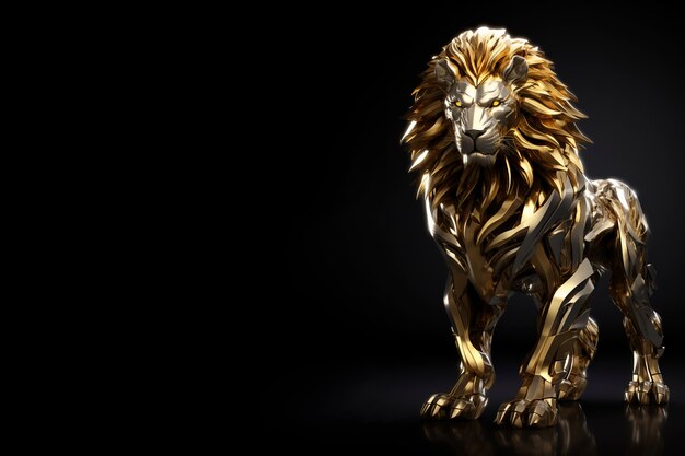 metallic lion in studio