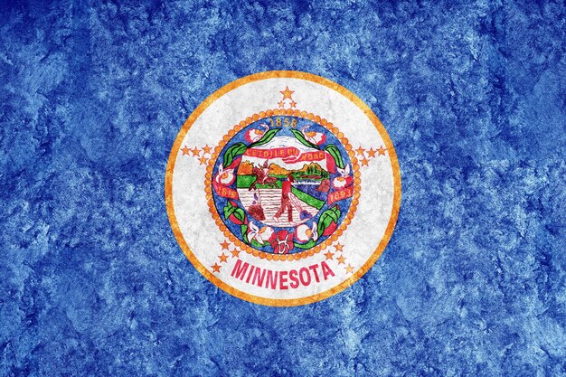 Металлический государственный флаг Миннесоты, фон флага Миннесоты Металлическая текстура