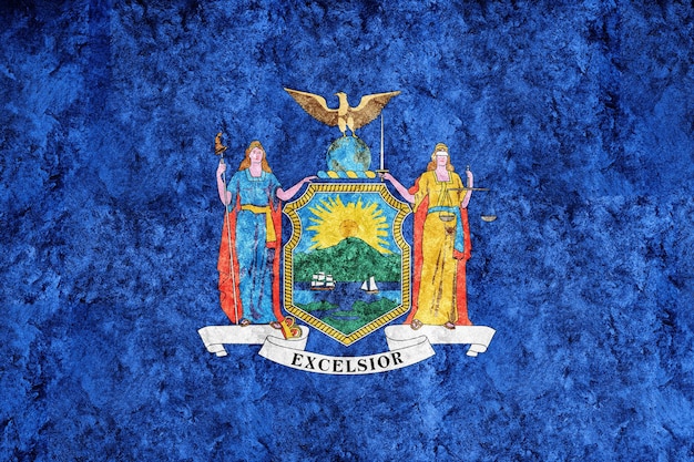 Metallic new york state flag, new york flag background metallic texture
