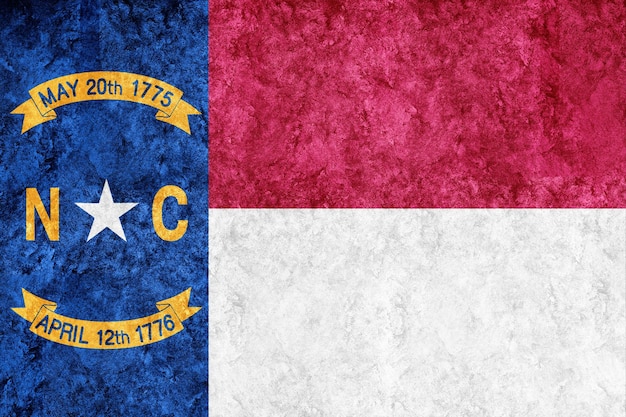 メタリックノースカロライナ州旗、ノースカロライナ州旗の背景メタリックテクスチャ