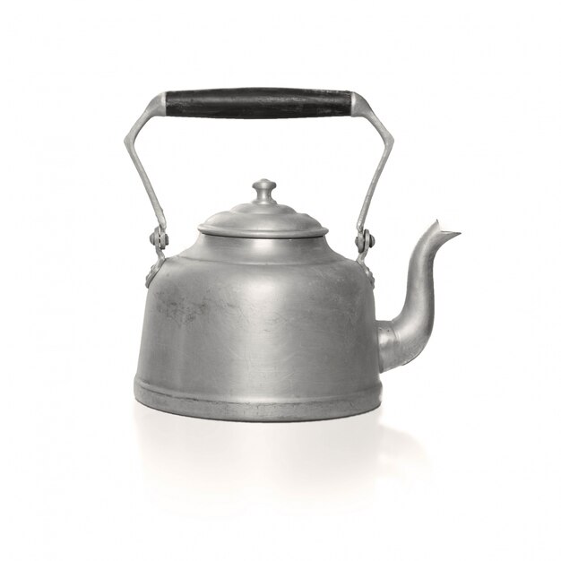 Metallic teapot with black handle